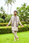 White Outluk Wedding Vol 65 Lachaka Embroidery Mens Indo Western W6505